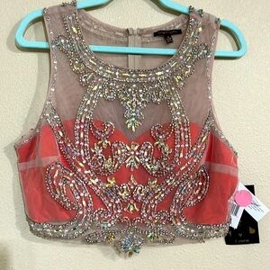 City Triangle dropes Sequin sleeveless top prom wedding cocktail NWT